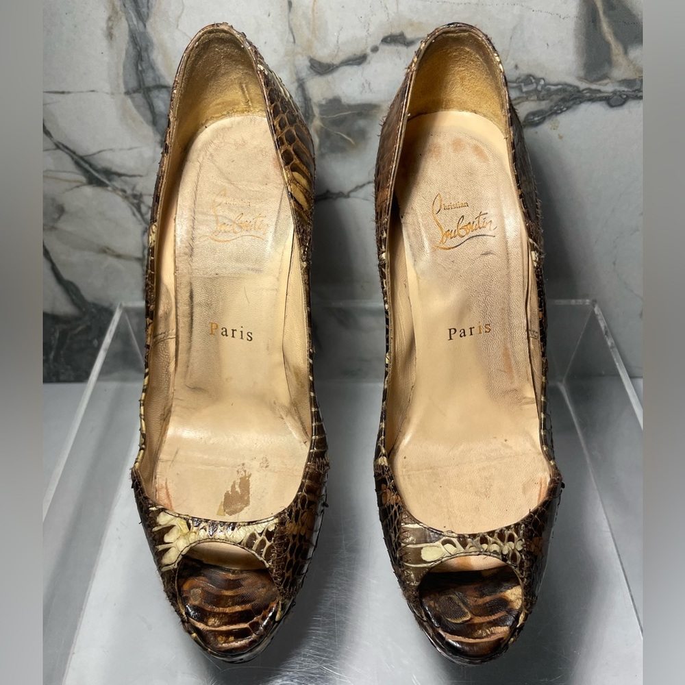 Christian Louboutin Brown Python Platchawork Bana… - image 1